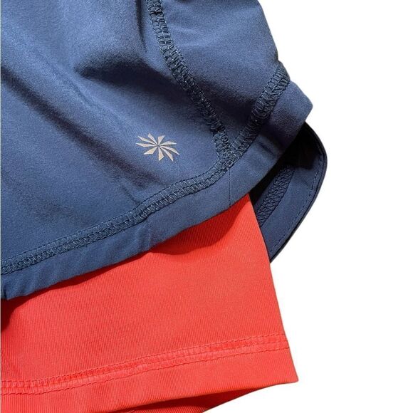 ATHLETA Ready Set Go 2 in 1 Shorts Blue Orange Size Small - Picture 4 of 5